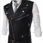 New Men\'s Fashion Leather Vest Jackets Man Sleeveless Motorcycle Tank Tops Spring Autumn zipper dec