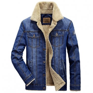 Retro Classic Brand AFS JEEP Men\'s Denim Jacket Casual Thicken Jeans Jacket Fashion Men\'s Autumn W