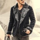 2017 new winter male slim double breasted Faux leather jacket men brand retro leather jacket coat wa