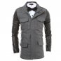 2017 Stylish Autumn Winter Men Woolen Coat Faux Leather Long Sleeve Lapel Pockets Zipper Jackets Mal