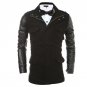 2017 Stylish Autumn Winter Men Woolen Coat Faux Leather Long Sleeve Lapel Pockets Zipper Jackets Mal
