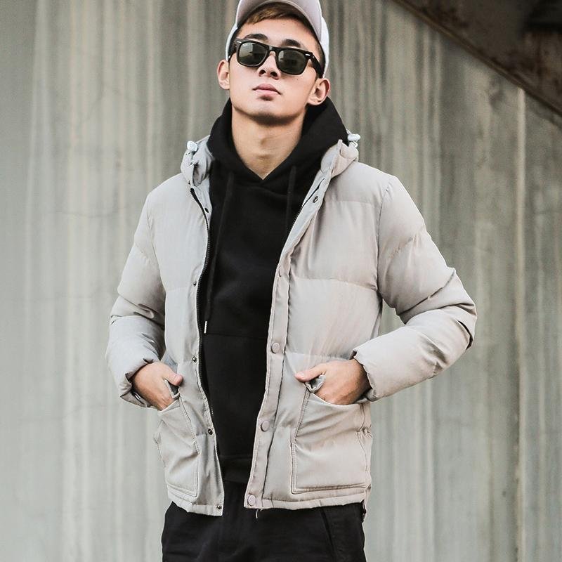 Retro Men\'s Hooded Jacket Bunches Korean Thicker Young Cotton Jacket Winter Cotton Coat Jacket Stud