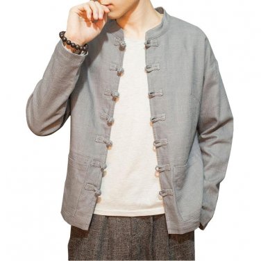 Men Jacket Linen Cotton 5XL Ethnic Han Chinese clothing Retro Men Coat Linen Jacket 2017 Men Autumn 