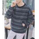 Privathinker Harajuku Oversized Winter Woolen Hoodie Men Women Striped Sweatshirts Coat Vintage Retr