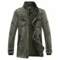 Men\'S Retro Original Uniform Denim Jacket Thick Velvet Mandarin Collar Military Jacket Plus Size Wi