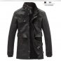Men\'S Retro Original Uniform Denim Jacket Thick Velvet Mandarin Collar Military Jacket Plus Size Wi
