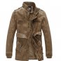Men\'S Retro Original Uniform Denim Jacket Thick Velvet Mandarin Collar Military Jacket Plus Size Wi