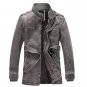 Men\'S Retro Original Uniform Denim Jacket Thick Velvet Mandarin Collar Military Jacket Plus Size Wi