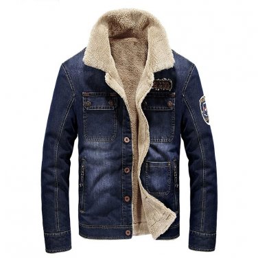 2017 New Winter jacket men brand denim jacket with fur high quality fashion retro thick warm jeans j