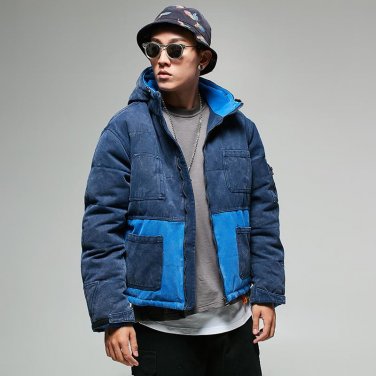 2017 winter heavy cotton jacket, cotton coat, retro style, high-end men\'s clothing Blue casual wint