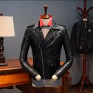 M-3XL HOT New retro winter men\'s British Youth Band oblique zipper short coat motorcycle leather ja