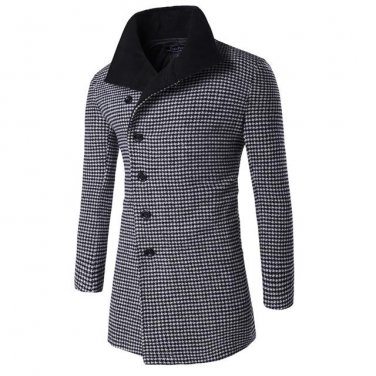 Autumn Winter Jacket Men Peacoat Plaid Fashion Long Coat Men\'s Windbreakers Brand Clothing Mens Ove