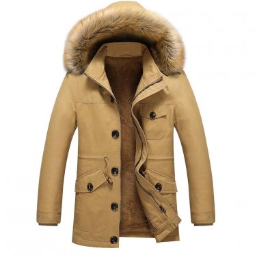 Retro Winter Men Down Coat Fur Hooded 2017 Long Overcoat Male Jacket Casual Outwear Parka Japan Outd