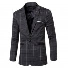 Autumn Solid Single Button Male Suit Jacket Winter Coat Wedding Party Big Plaid Casual Blazer Fashio