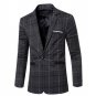 Autumn Solid Single Button Male Suit Jacket Winter Coat Wedding Party Big Plaid Casual Blazer Fashio