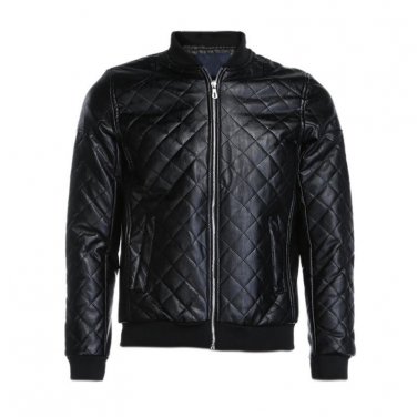 Autumn Winter Warm Leather Coat Fashion Plaid Overcoat Tops Zipper Casual Men Jacket Slim Thin Outwe