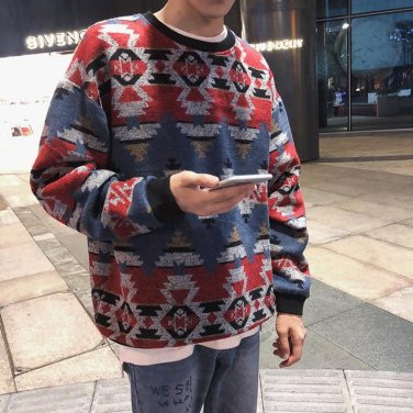 Privathinker Vintage Harajuku Oversize Winter Woolen Hoodie Men Women Sweatshirts Coat Retro Pattern