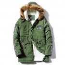 Men Casual Parkas  New Long Stretch Solid Letter Printed Warm Padded Winter Regular Coat Plus Size S