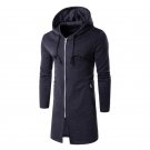 Long Hoodies Jacket Mens Autumn Winter Fashion Hooded Sweatshirt Cotton Zip Up Male Cardigans Coat B