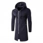 Long Hoodies Jacket Mens Autumn Winter Fashion Hooded Sweatshirt Cotton Zip Up Male Cardigans Coat B
