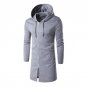 Long Hoodies Jacket Mens Autumn Winter Fashion Hooded Sweatshirt Cotton Zip Up Male Cardigans Coat B