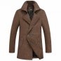 Men Fashion Thick Blends Long Stretch Turn-down Collar Double Breasted Decoration Winter Coat Plus S