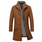 Men Long Stretch Blends Hot Sale Autumn Winter Turn-Down Collar Cashere Fashion Coat Plus Size M-4XL