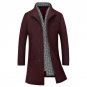 Men Long Stretch Blends Hot Sale Autumn Winter Turn-Down Collar Cashere Fashion Coat Plus Size M-4XL