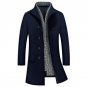 Men Long Stretch Blends Hot Sale Autumn Winter Turn-Down Collar Cashere Fashion Coat Plus Size M-4XL