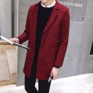 XMY2DWX fashion male High quality slim Fit grid long Woolen cloth coat/Men quality slim Fit lapel wa
