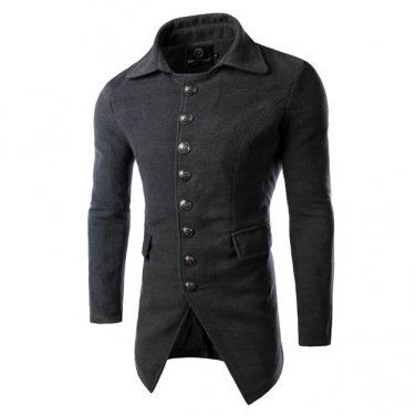 New Style 2016 Long Men\'s Trench Coat Single Breasted Winter Overcoat Casual Long Men  Wool Coat Pl