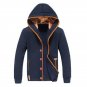 Men Fleece Elbow Patch Hooded Single Breasted Hoodies Coat Male Casual Sweatshirt Jacket Autumn Wint