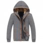 Men Fleece Elbow Patch Hooded Single Breasted Hoodies Coat Male Casual Sweatshirt Jacket Autumn Wint
