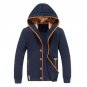 Men Fleece Elbow Patch Hooded Single Breasted Hoodies Coat Male Casual Sweatshirt Jacket Autumn Wint