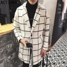 Wool Classic Long Trench Men Double-breasted Slim Coat Casual Male Overcoats Winter Jacket