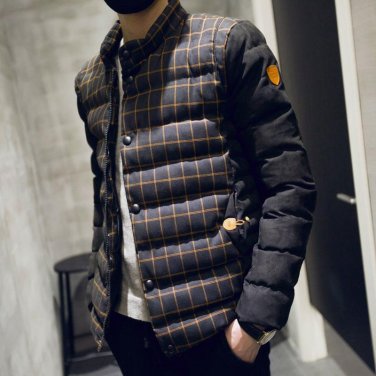 new 2016 winter cotton coat men thickness wadded jacket collar hoodies slim patchwork parkas casual 