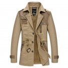 Winter Jacket Men Warm Cotton Parka Men Spliced Leather Turn-down Collar Jackets Men Thick Velvet Tr
