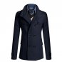 Men\'s Trench Coat Jacket 2017 Winter Business Formal Smart Casual Wool Outwear Double-breasted Slim