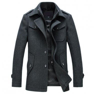 Mens Overcoat Winter Wool Coat Slim Fit Jackets Fashion Outerwear Warm Man Casual Jacket Overcoat Pe