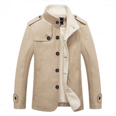 New Winter Jacket for Men Stand Collar Long Overcoat Thick Warm Wool Line Jackets Male Casual Coats 