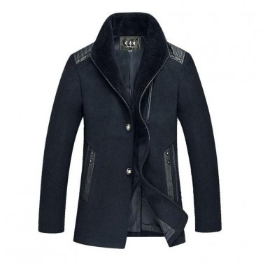 Uwback 2017 Brand Winter Men\'s Wool Trench Coats Thick Windproof Coats Single Breasted Fashion Wool