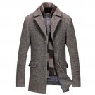 3XL Woolen coat thicker windbreaker Wool Blends overcoat Lapel collar Outerwear Fashion plaid design