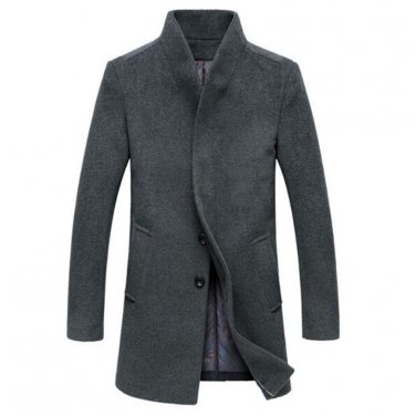Men\'s wool coat winter long sections thick woolen coats Men Stand collar Casual Fashion casaco masc