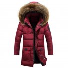 Men\'s Clothing Winter Casual Solid Color Detachable Hooded Long Down Jackets and Coats Warm Down Ja