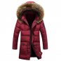 Men\'s Clothing Winter Casual Solid Color Detachable Hooded Long Down Jackets and Coats Warm Down Ja