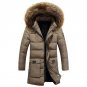 Men\'s Clothing Winter Casual Solid Color Detachable Hooded Long Down Jackets and Coats Warm Down Ja