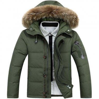 Winter Casual Canada Mens fur collar coat army green outwear coats man jacket ropa hombre winter jac