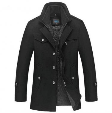 Winter Wool Coat Men Slim Fit Jacket Mens Fashion Outerwear Warm Male Casual Jackets Overcoat Woolen