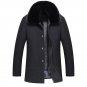 Medium Long Thicken Warm Wool Cashmere Mens Coat Detachable Lining Big Fur Collar Winter Jacket Men