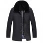 Medium Long Thicken Warm Wool Cashmere Mens Coat Detachable Lining Big Fur Collar Winter Jacket Men
